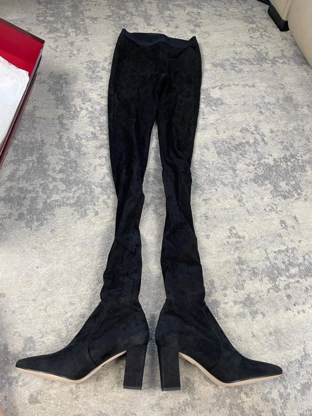 NIB Tamara Mellon Sweet Revenge 75 Black Suede Legging Boots Sz 40 XS/S